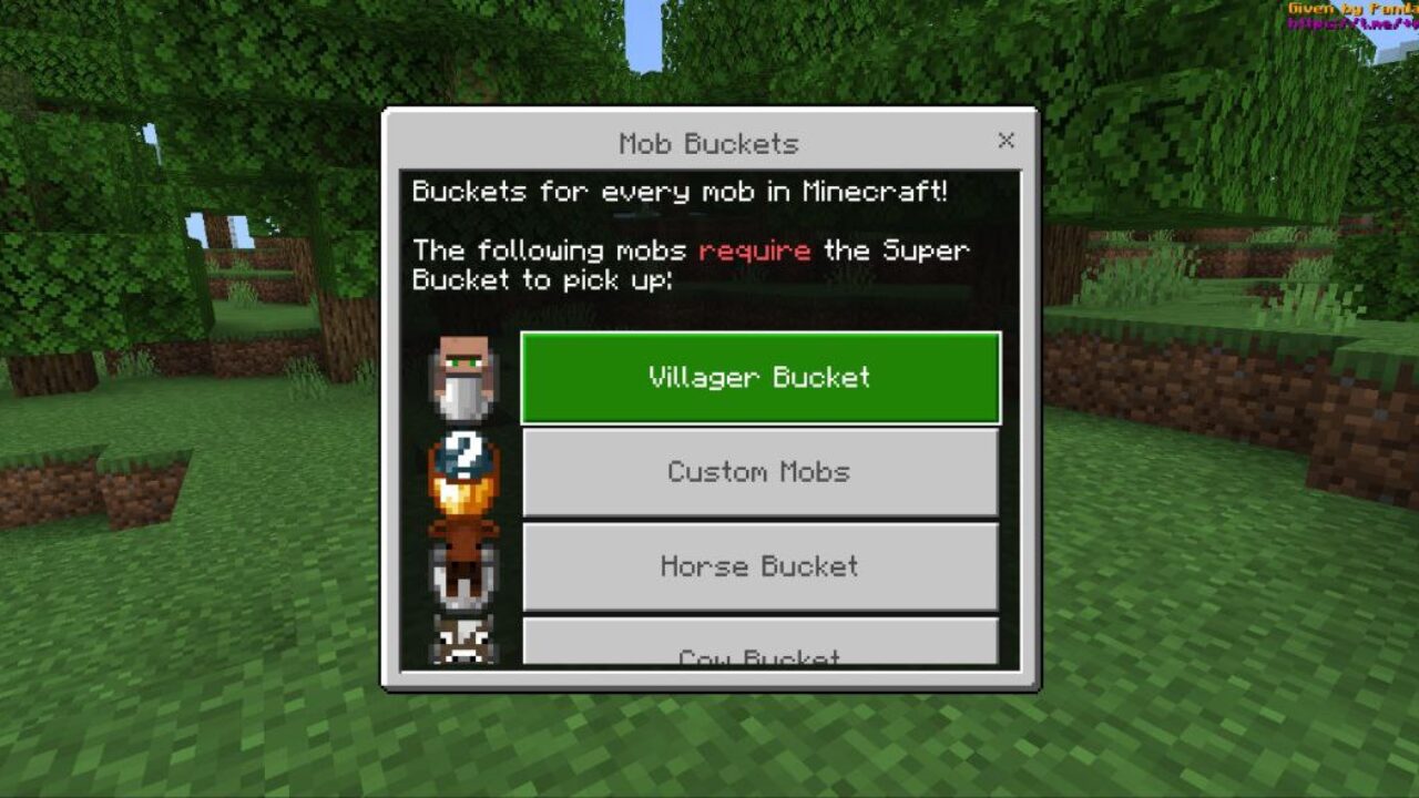 Settings from Buckets Mod for Minecraft PE