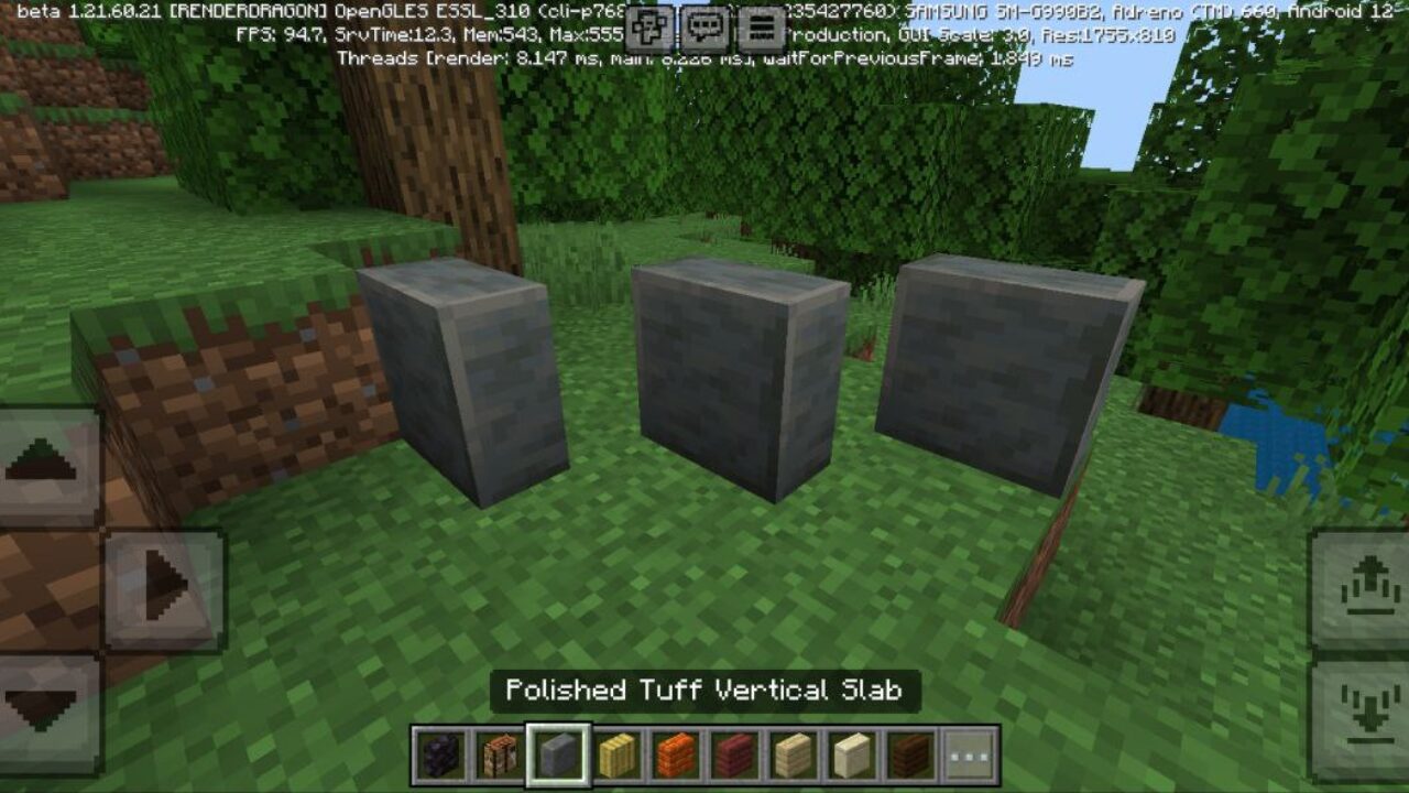 Tuff from Simply Vertical Slabs Mod for Minecraft PE