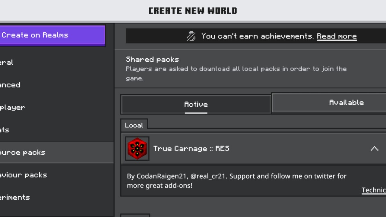 Install from True Carnage Mod for Minecraft PE