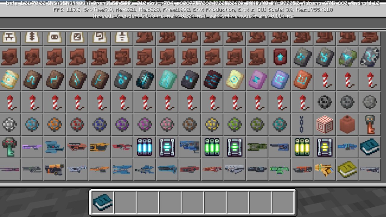 Inventory from Blasters Mod for Minecraft PE