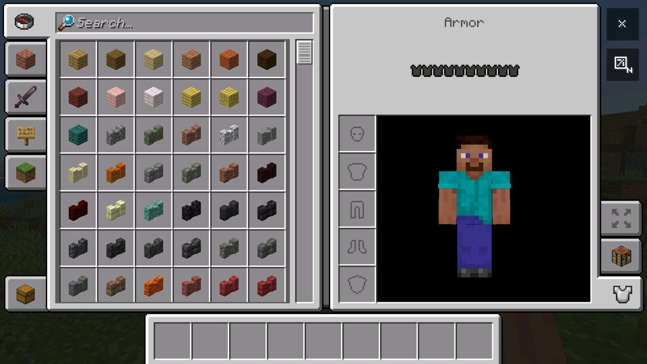 Inventory from VDX Java Ui Mod for Minecraft PE