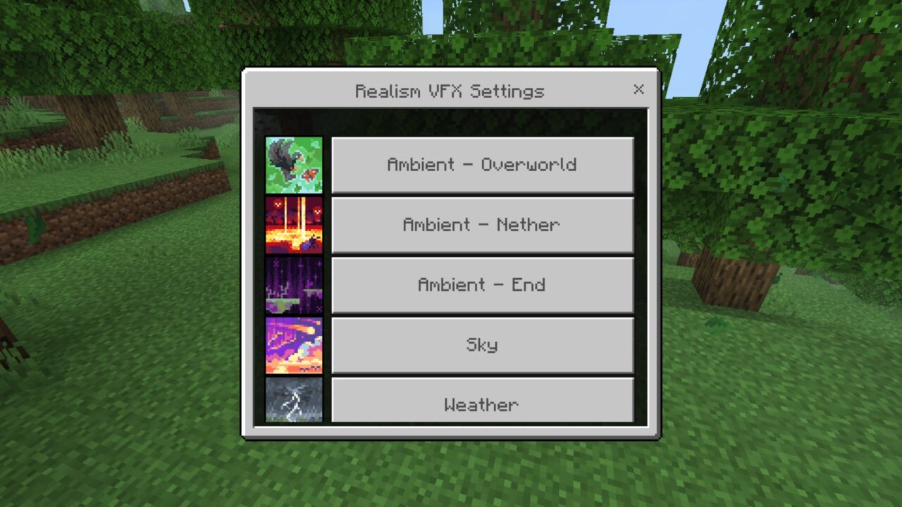 Menu from Realism Mod for Minecraft PE