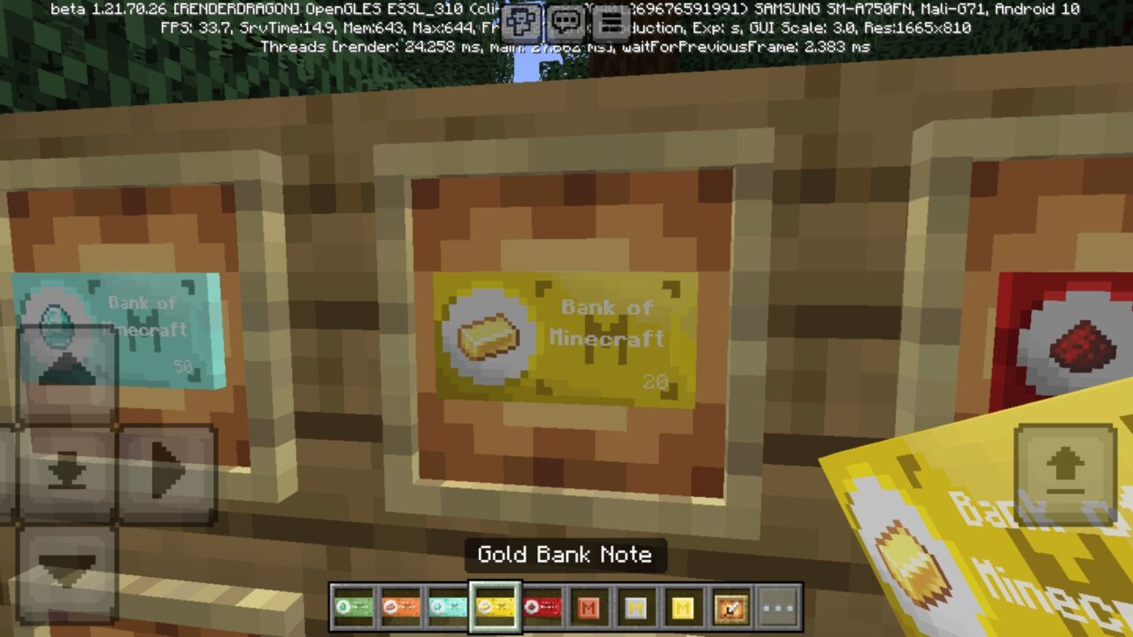 Banknotes from Bank Mod for Minecraft PE