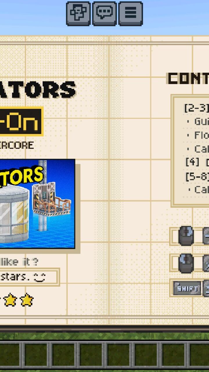Guide from Elevator mod for Minecraft Bedrock