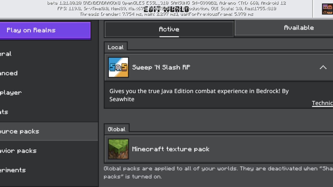 Install from Sweep and Slash Mod for Minecraft PE