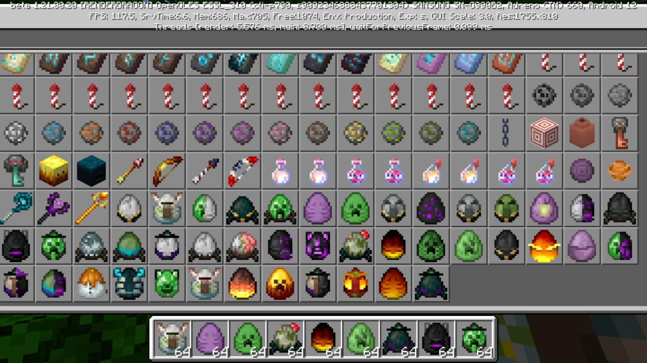 Inventory from Fusioned Mobs Mod for Minecraft PE