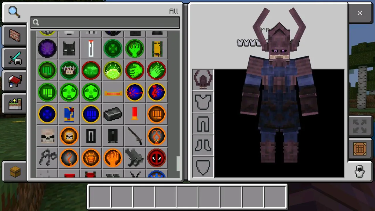 Inventory from Marvel Mod for Minecraft PE