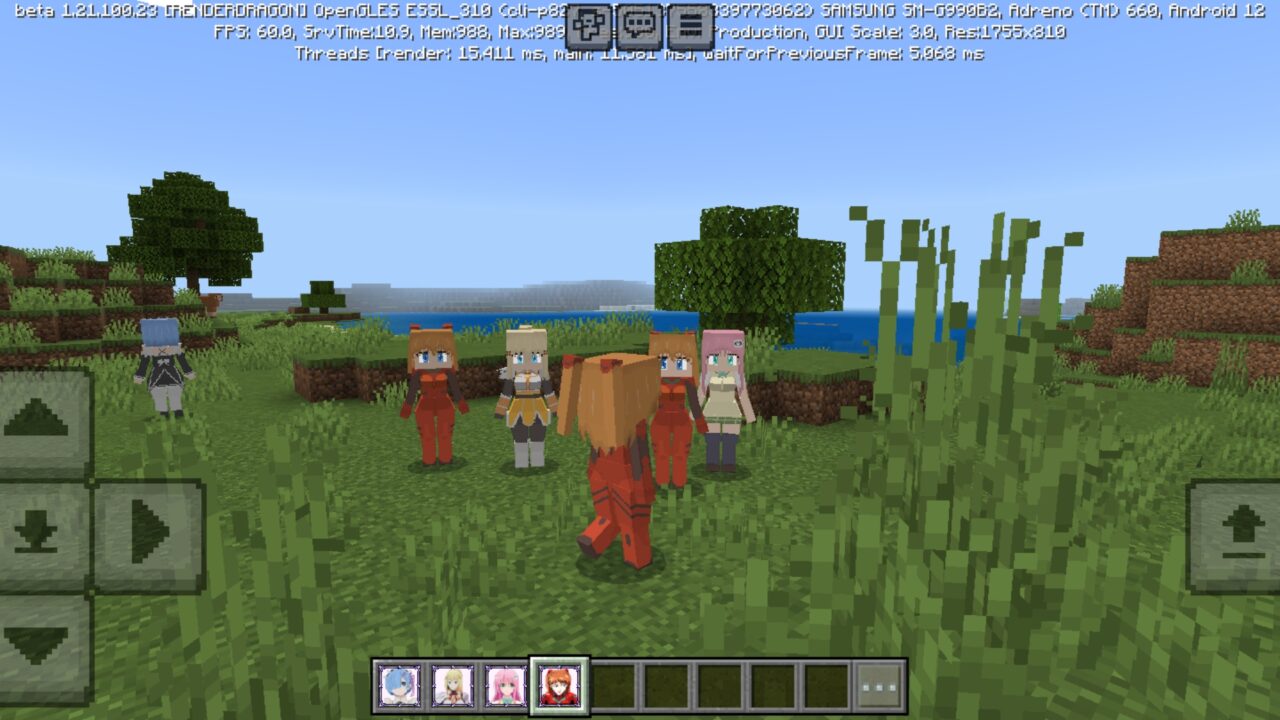 Waifus from Friends Mod for Minecraft PE