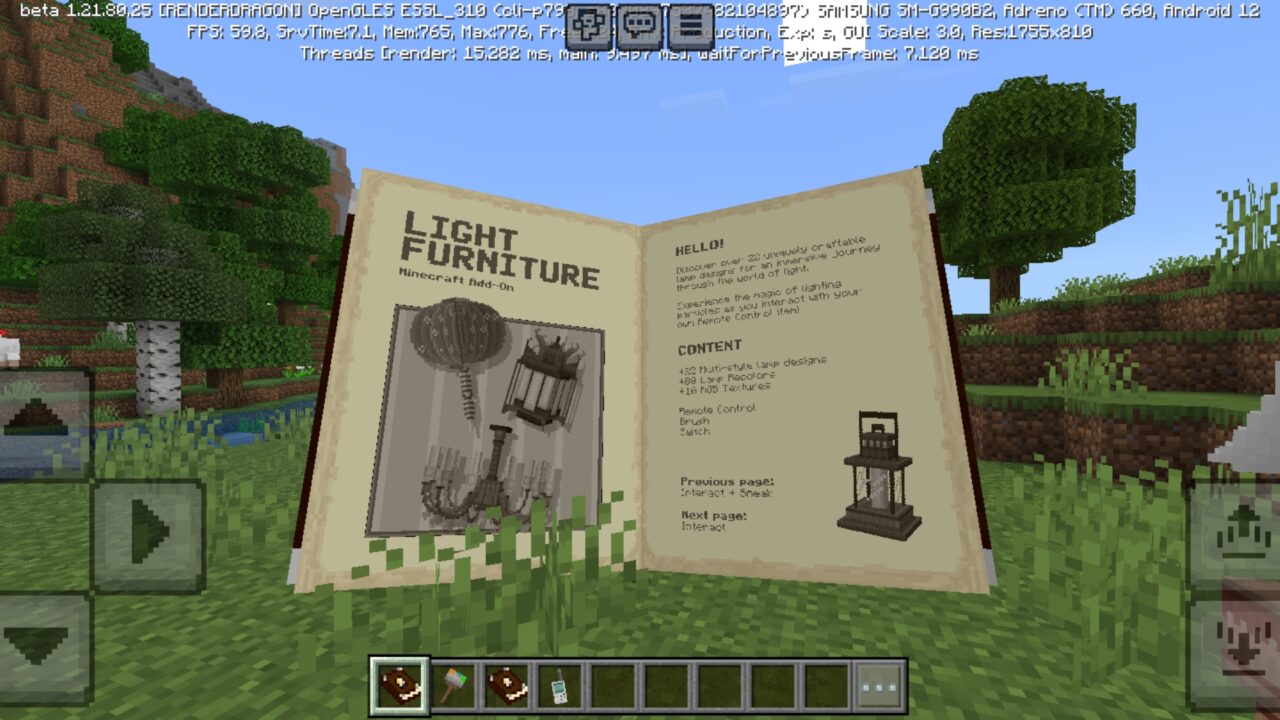 Book from Light Furniture Mod for Minecraft PE