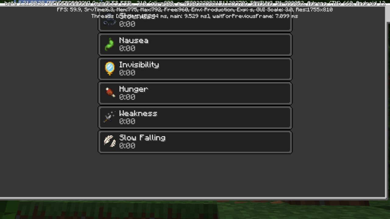 Effects from Grimace Shake Mod for Minecraft PE