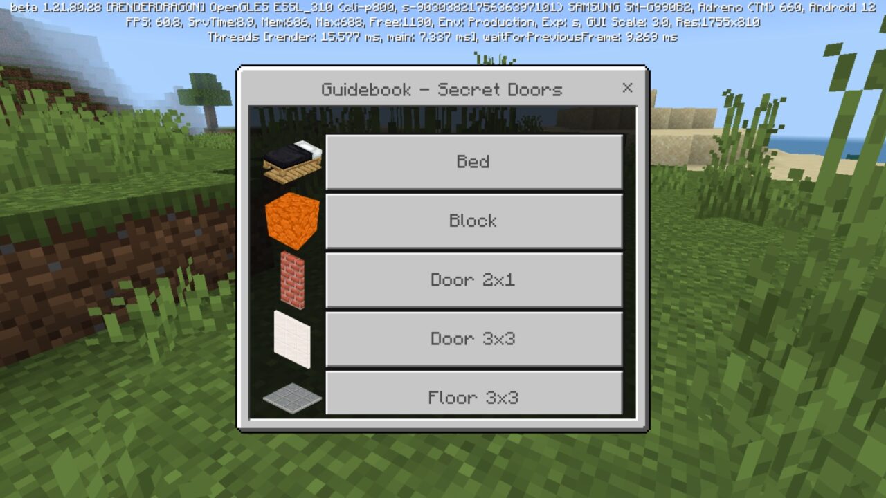Guide from Secret Doors Mod for Minecraft PE