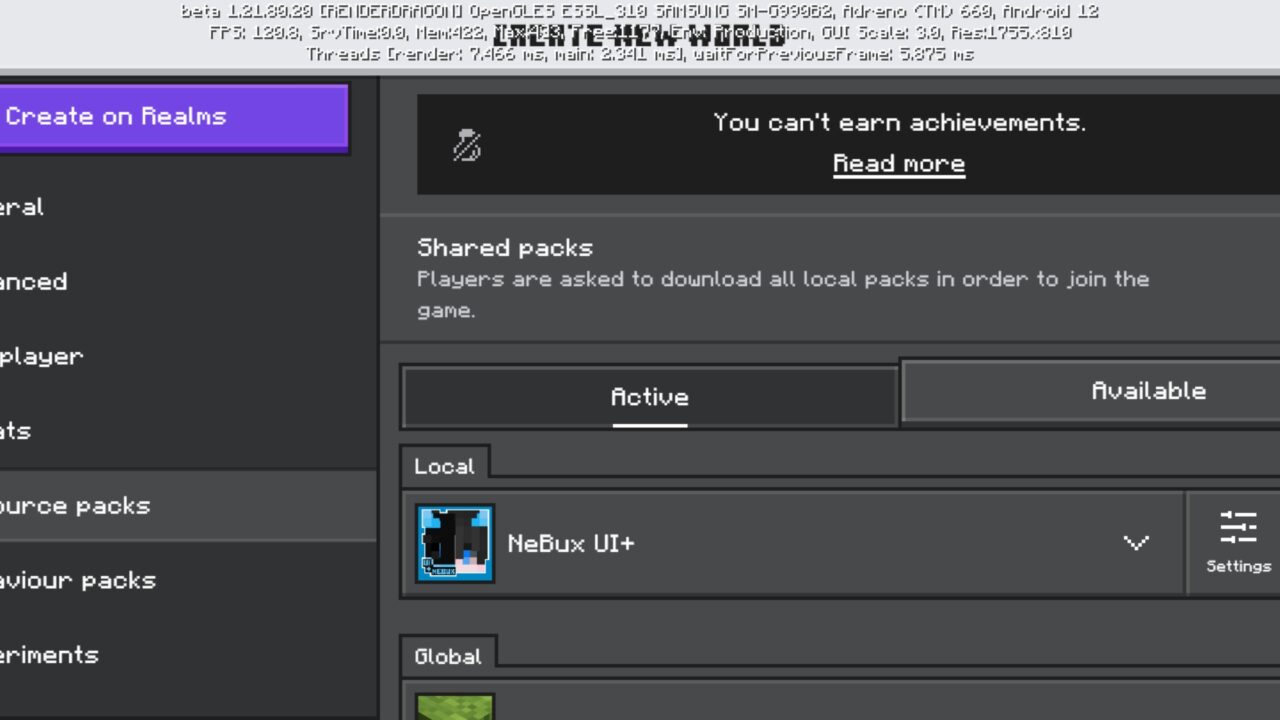 Install from Nebux UI Texture Pack for Minecraft PE