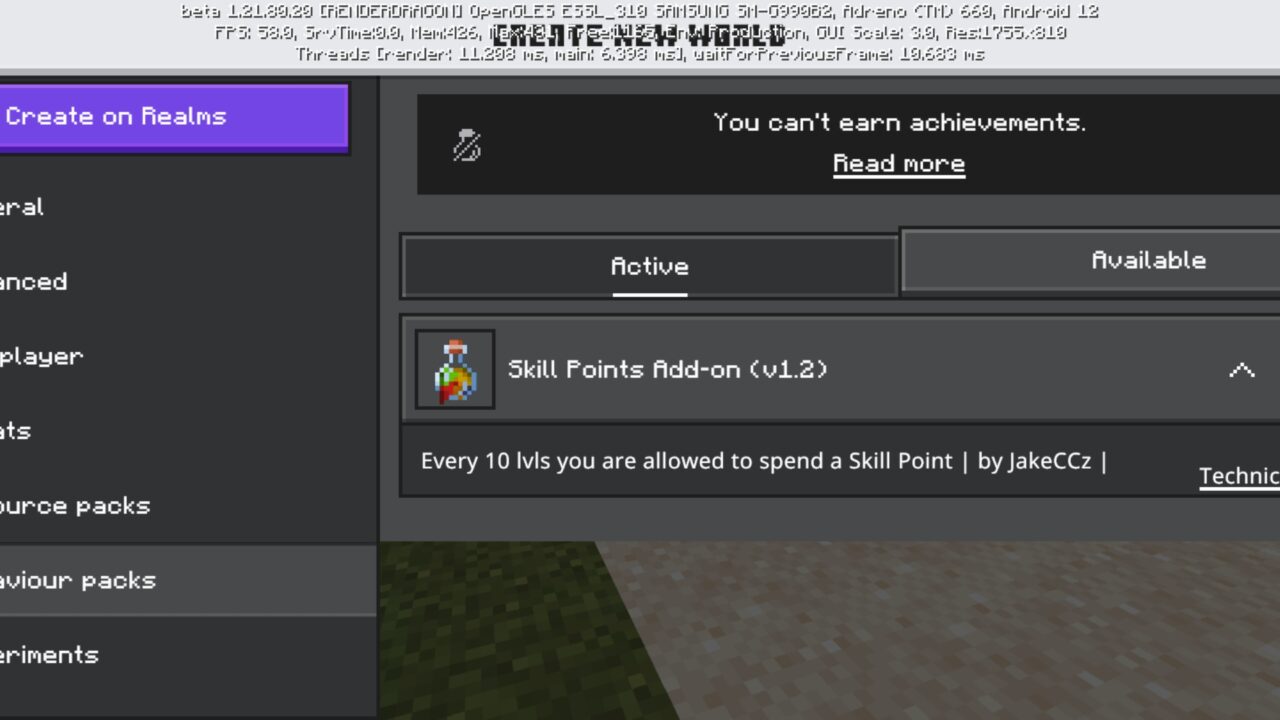 Install from Skill Points Mod for Minecraft PE