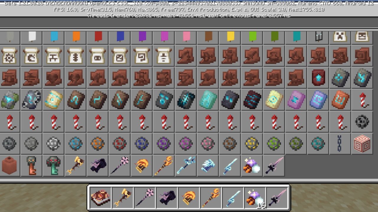 Inventory from Arcane Creatures Mod for Minecraft PE