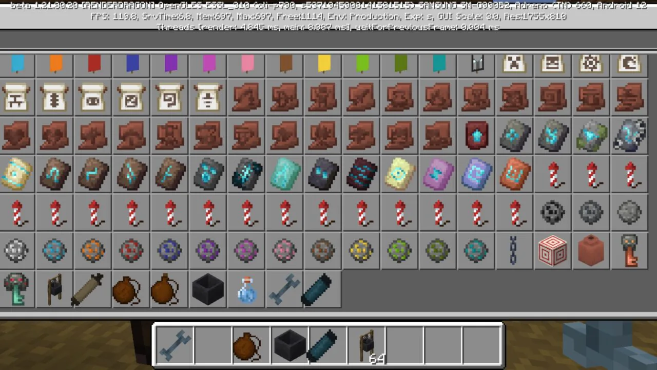 Inventory from Hydration Mod for Minecraft PE