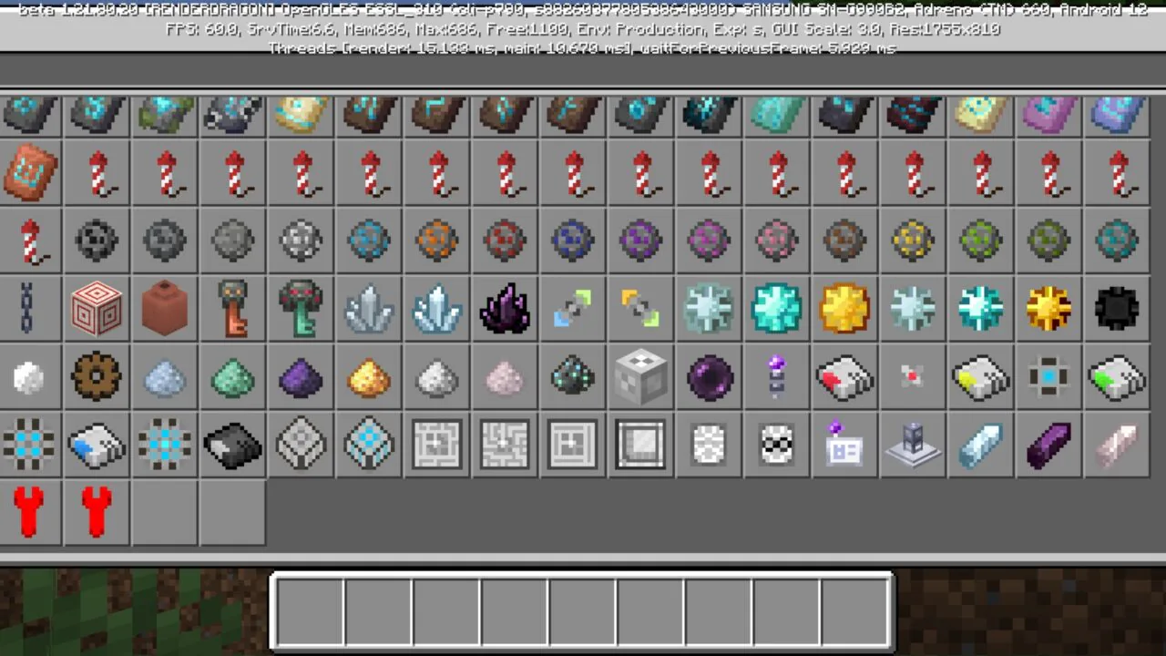 Inventory from Integrated Storage Mod for Minecraft PE