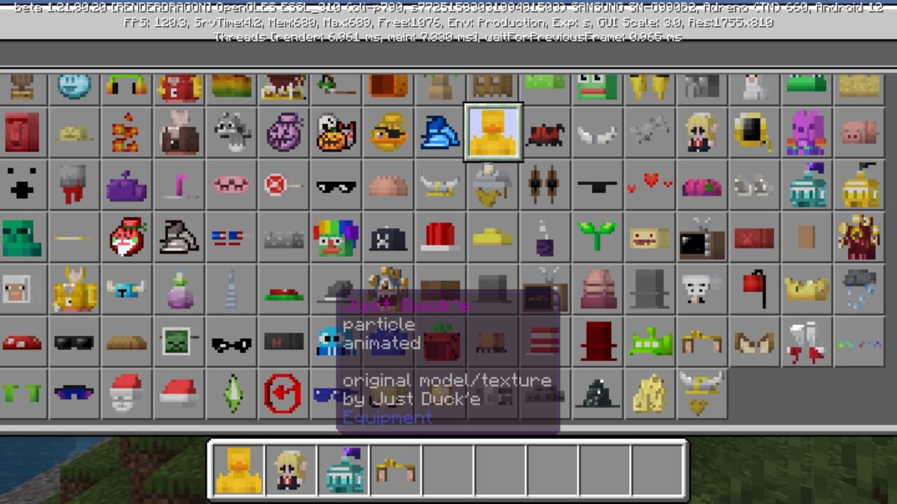 Inventory from Just Cosmetics Mod for Minecraft PE