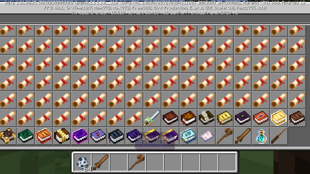 Inventory from A Magic Way Mod for Minecraft PE