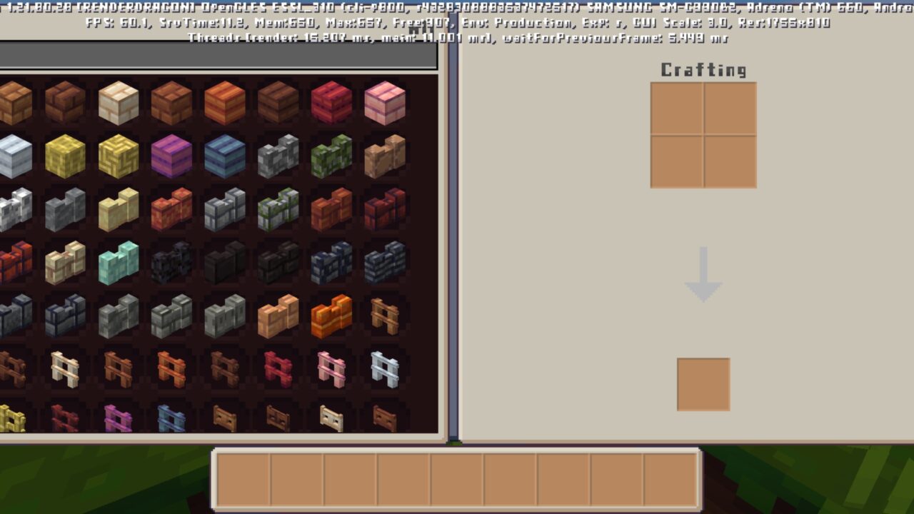 Inventory from Pixel Bits Texture Pack for Minecraft PE