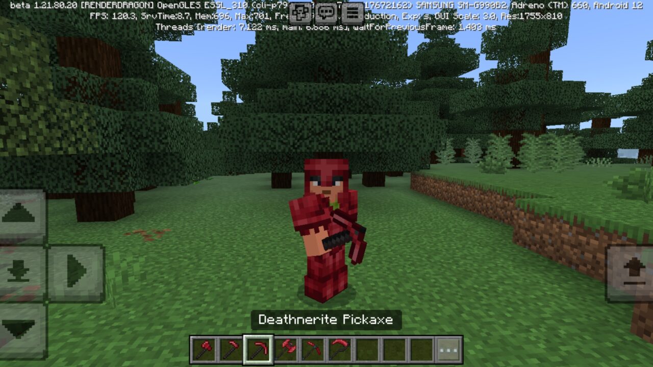 Pickaxe from Deathnerite Mod for Minecraft PE