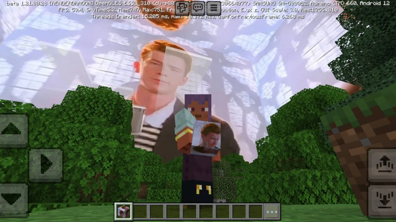 Rickroll Mod for Minecraft PE