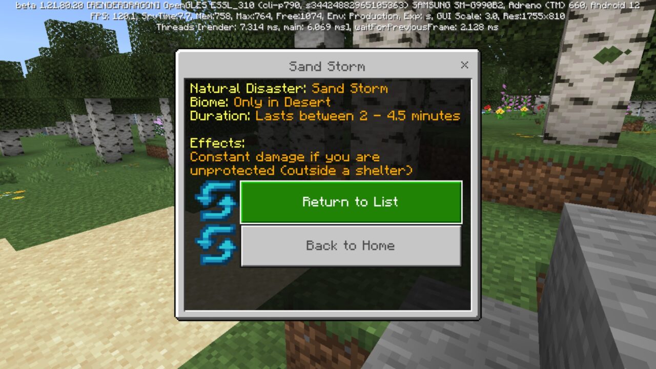 Sand Storm from Extreme Weather Mod for Minecraft PE