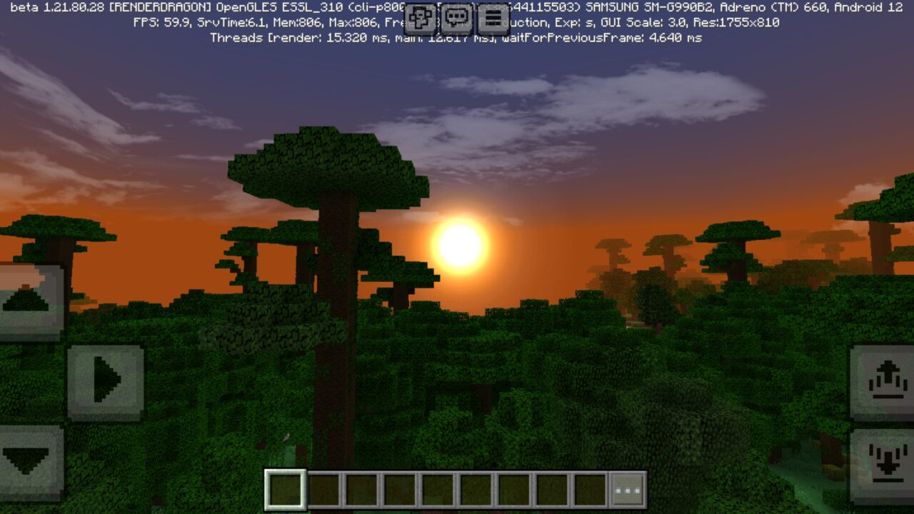 Sunset from YummySheep Shader for Minecraft PE
