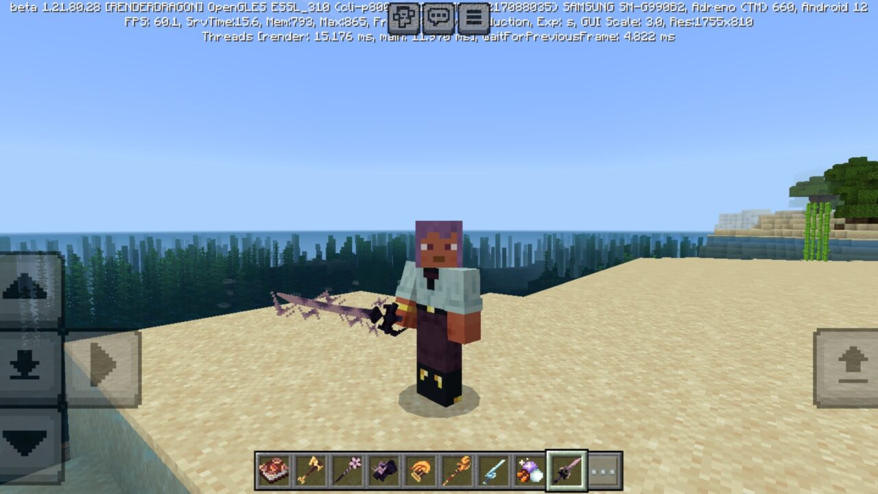 Sword from Arcane Creatures Mod for Minecraft PE