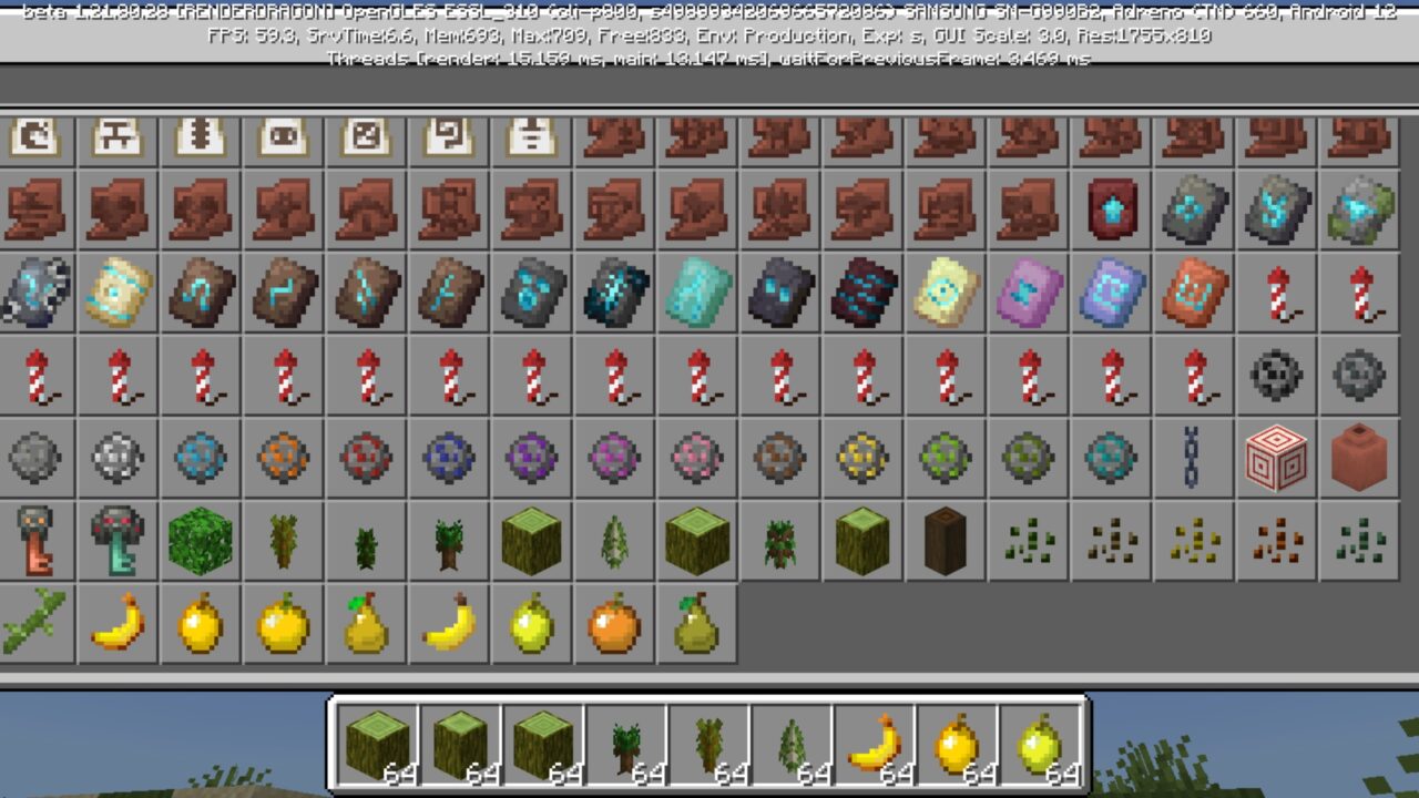 Variants from More Fruit Mod for Minecraft PE