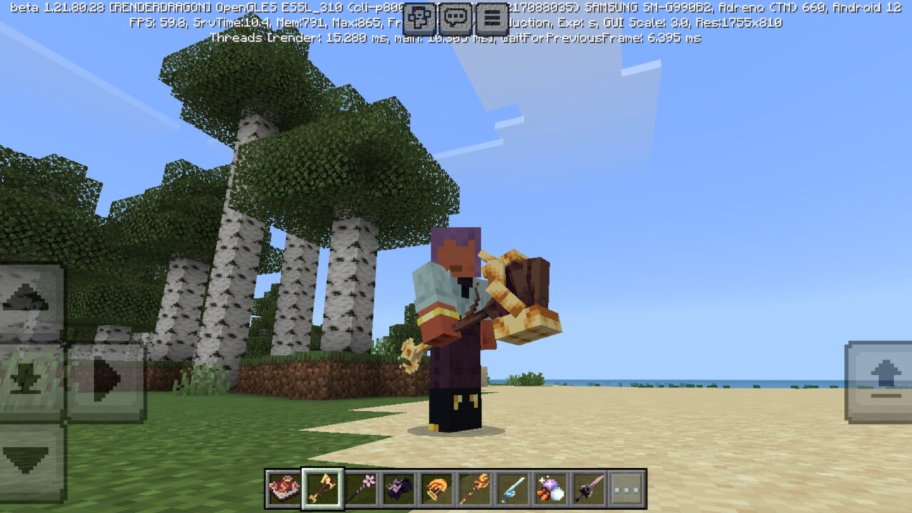 Weapon from Arcane Creatures Mod for Minecraft PE
