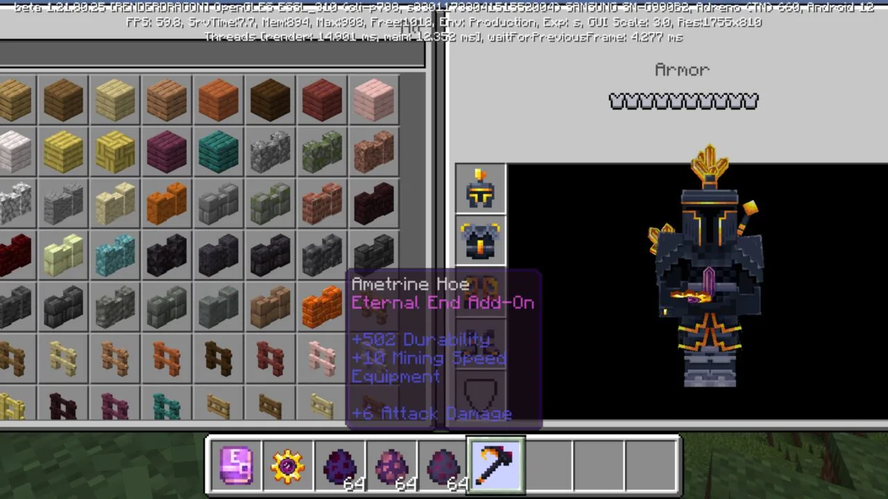 Armor from New Ender World Mod for Minecraft PE