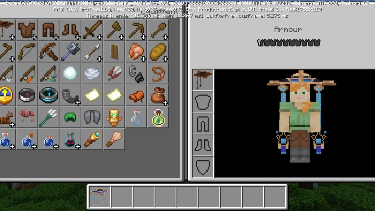 Armor from Scaramouche Hat Mod for Minecraft PE