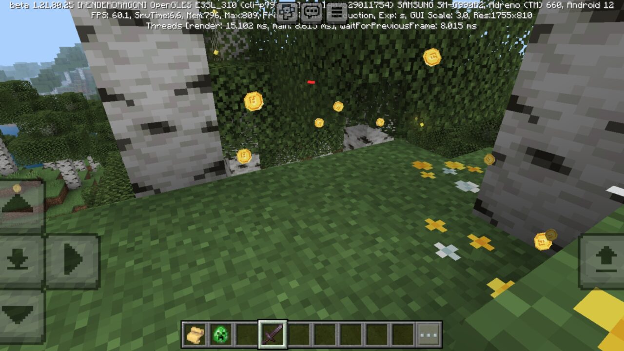 Coins from Damage Effects Mod for Minecraft PE