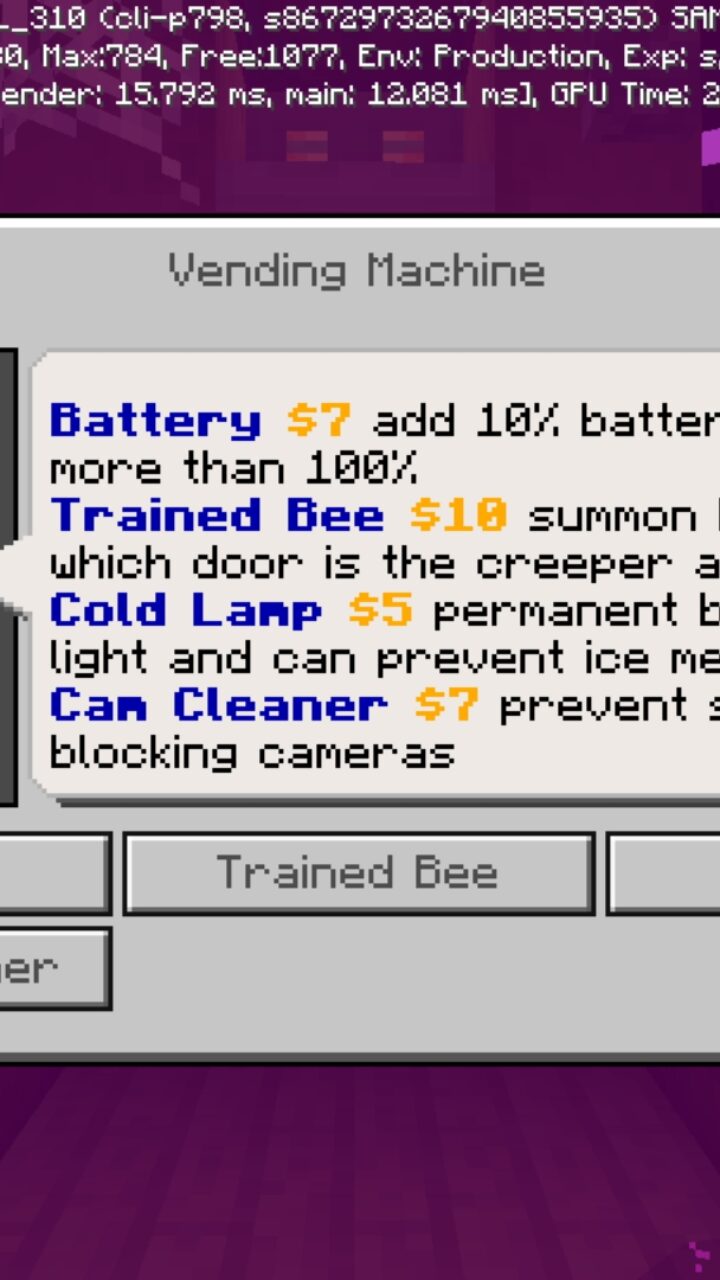 Dialog from Night Shift Map for Minecraft PE