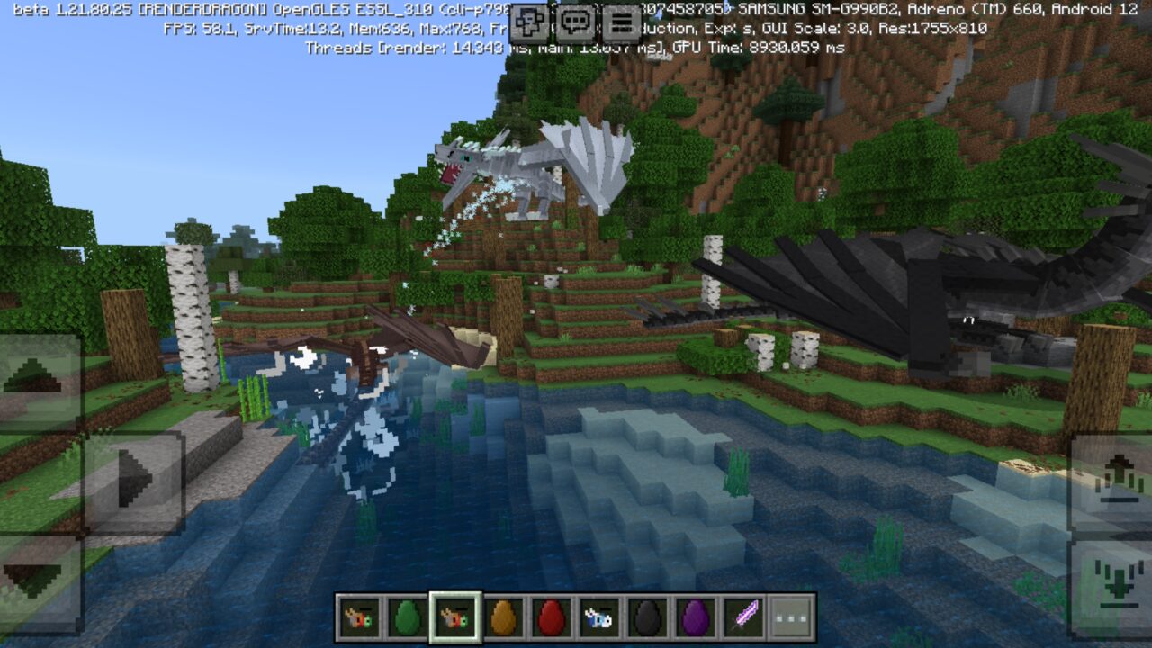 Dragons from Frost and Flames Mod for Minecraft PE