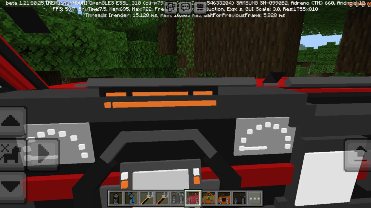 Inside from Fast and Furious Mod for Minecraft PE