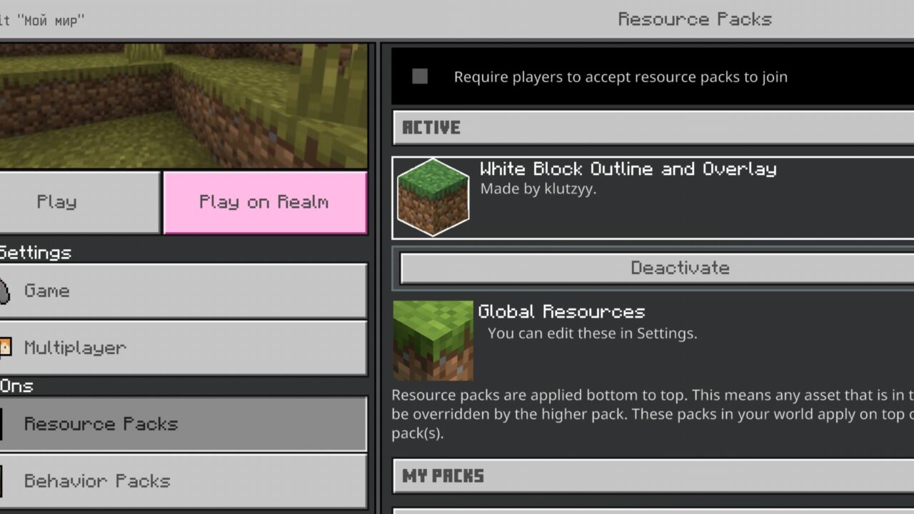 Install from Block Outline and Overlay Texture Pack for Minecraft PE