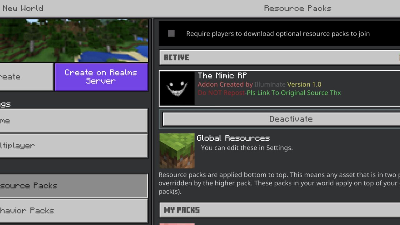 Install from Mimic Mod for Minecraft PE
