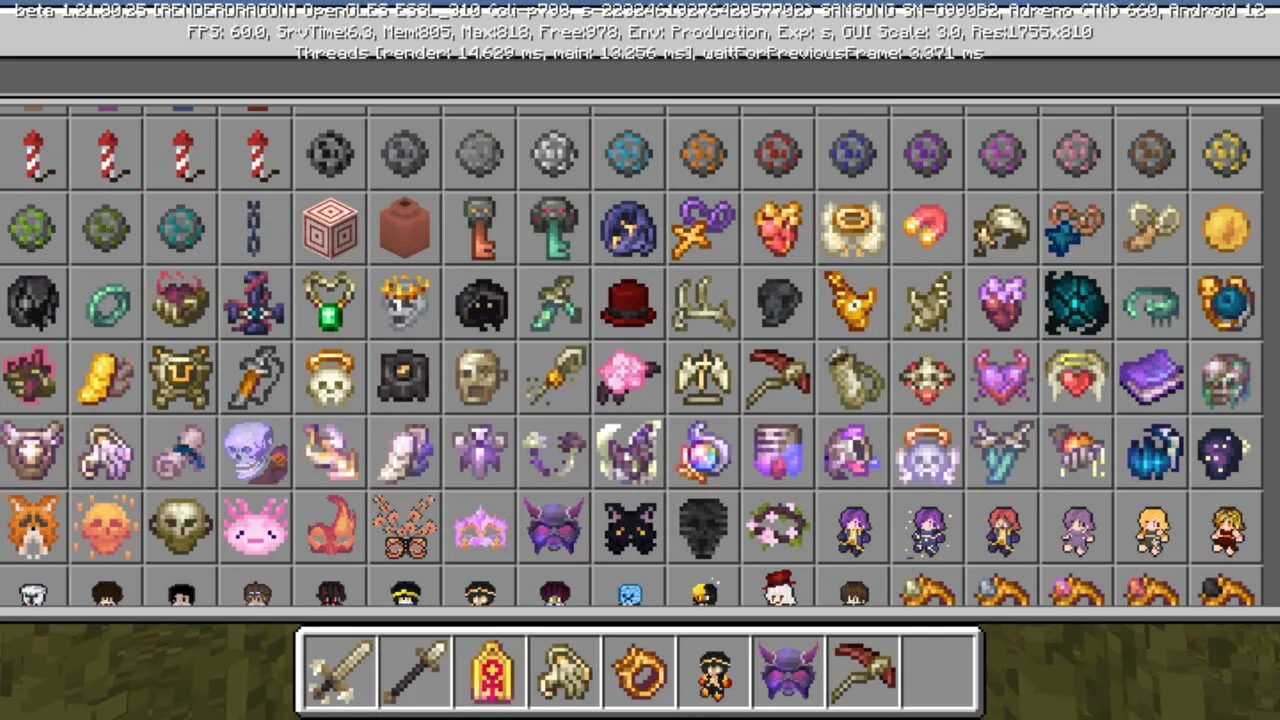 Inventory from Archaism Trinkets Mod for Minecraft PE