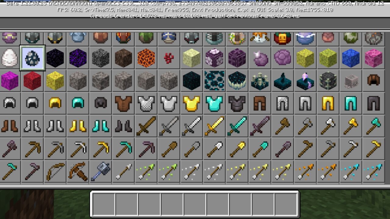 Inventory from Boiled One Mod for Minecraft PE