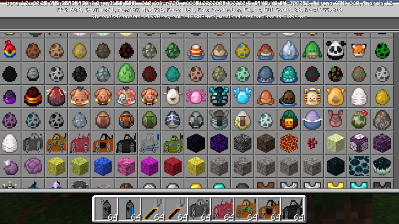 Inventory from Fast and Furious Mod for Minecraft PE