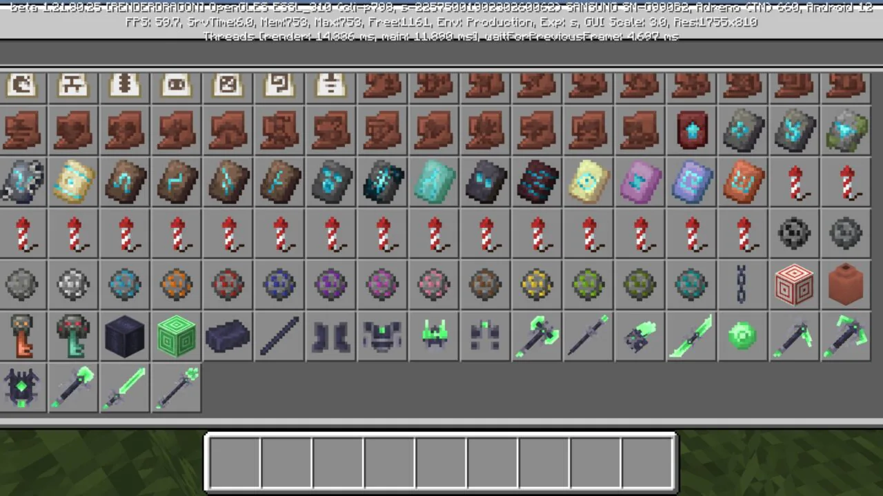 Inventory from Spectre Bound Equipment Mod for Minecraft PE