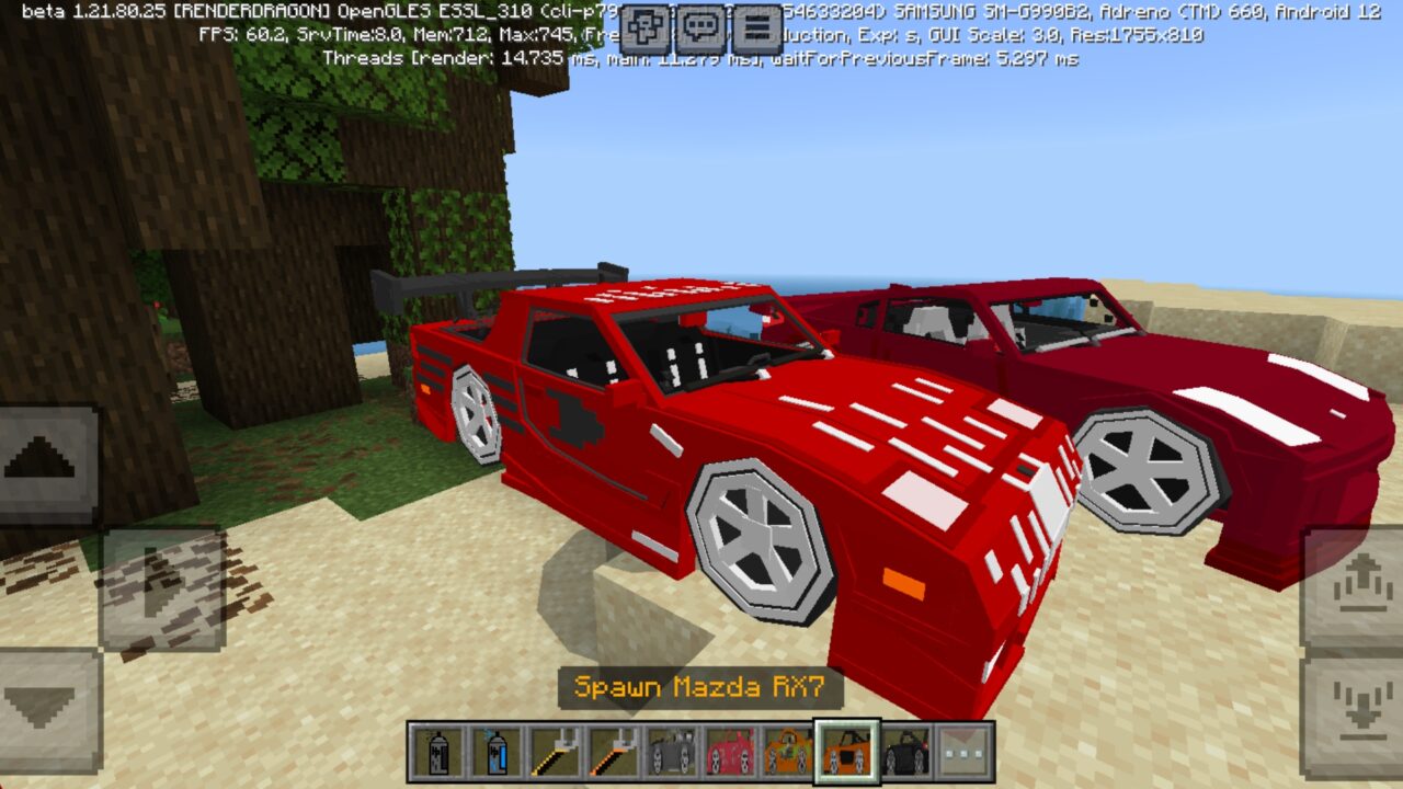 Mazda from Fast and Furious Mod for Minecraft PE