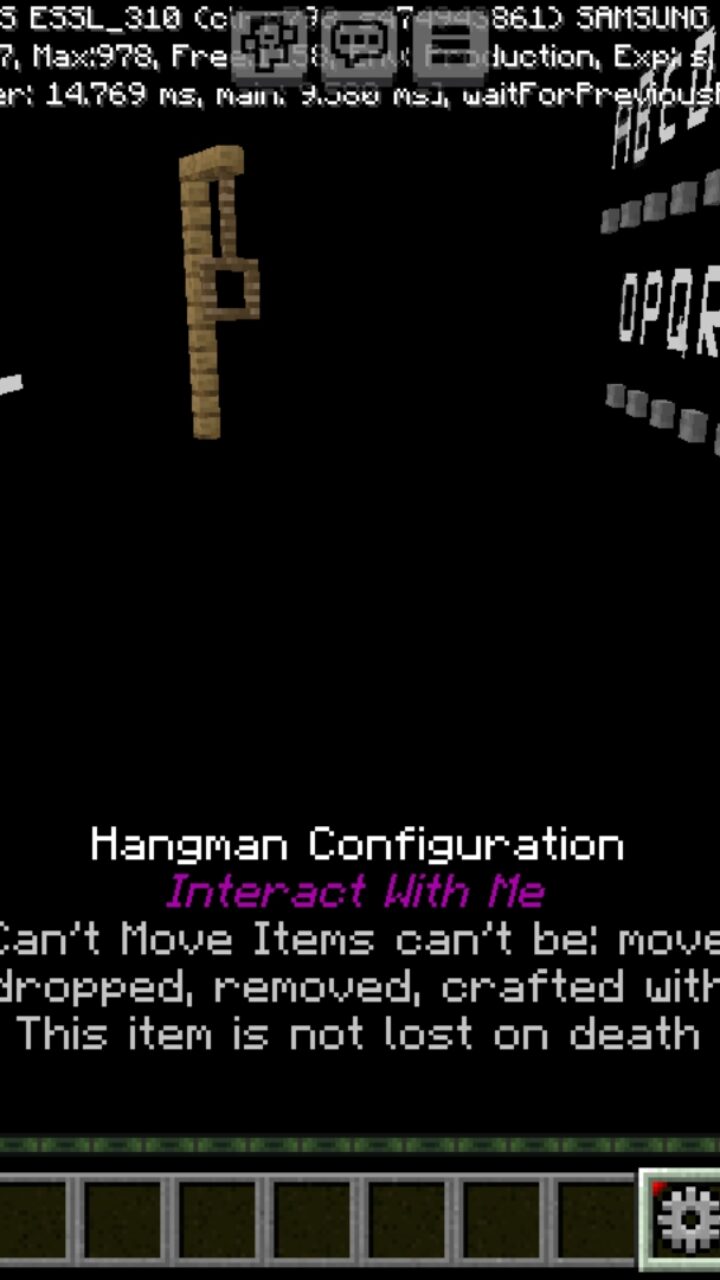 Option from Hangman Map for Minecraft PE