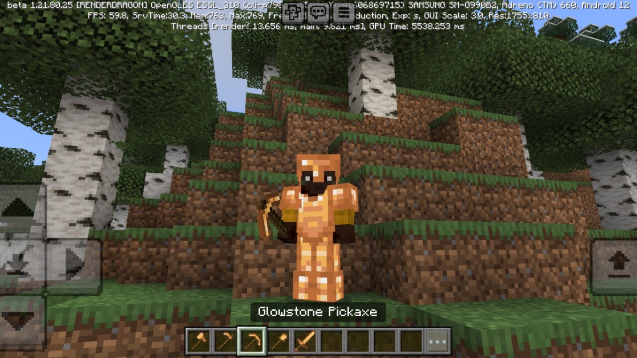 Pickaxe from Glowstone Mod for Minecraft PE