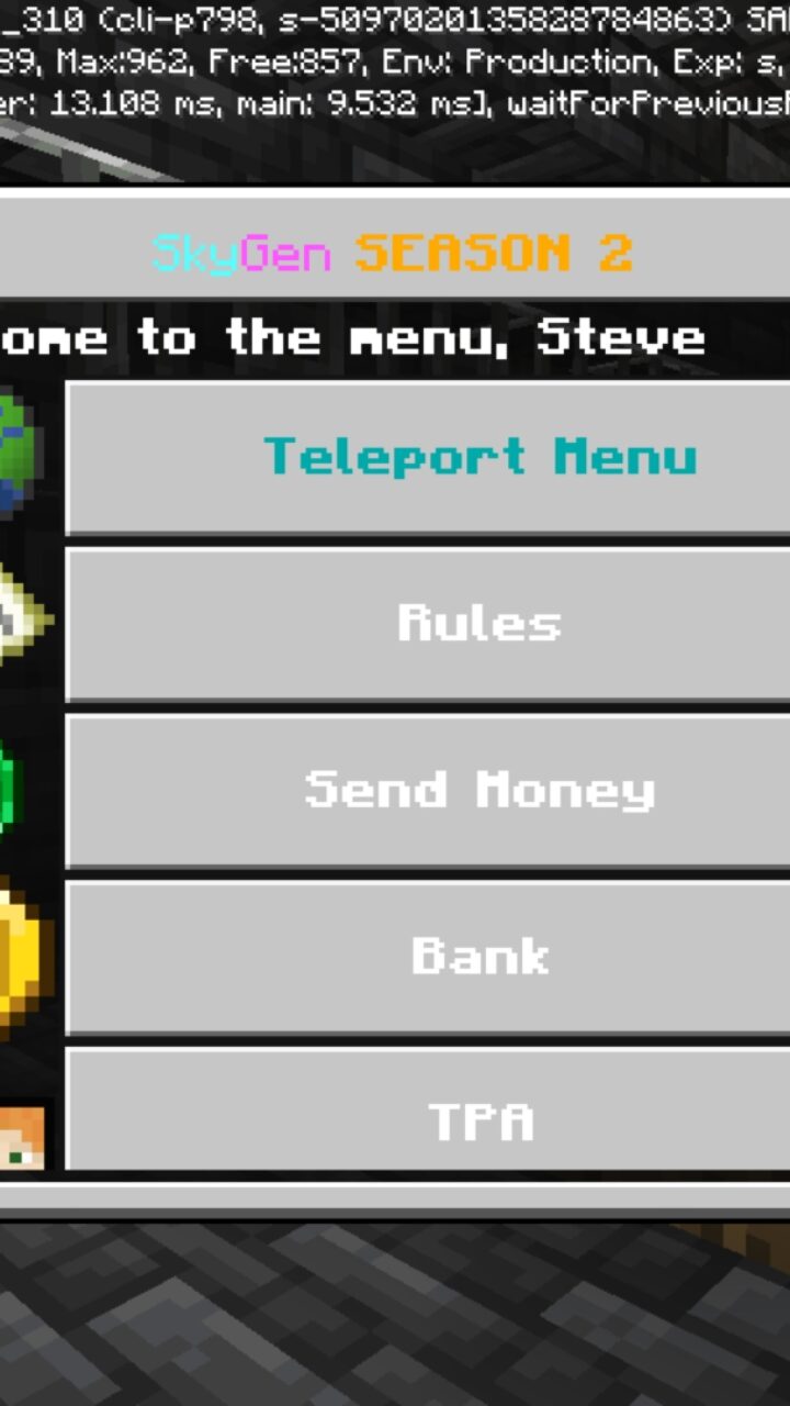 Settings from SkyGen S2 Map for Minecraft PE