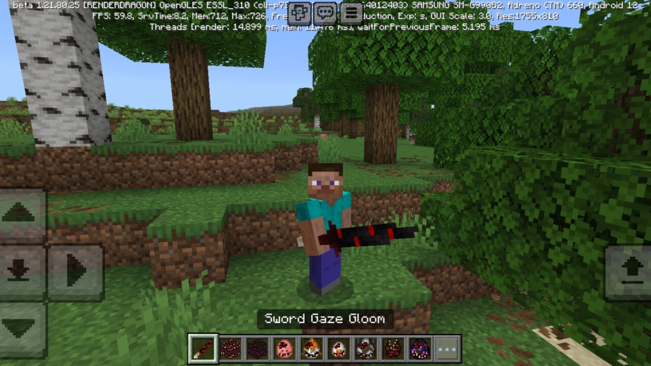 Sword from Infection Gaze Gloom Mod for Minecraft PE