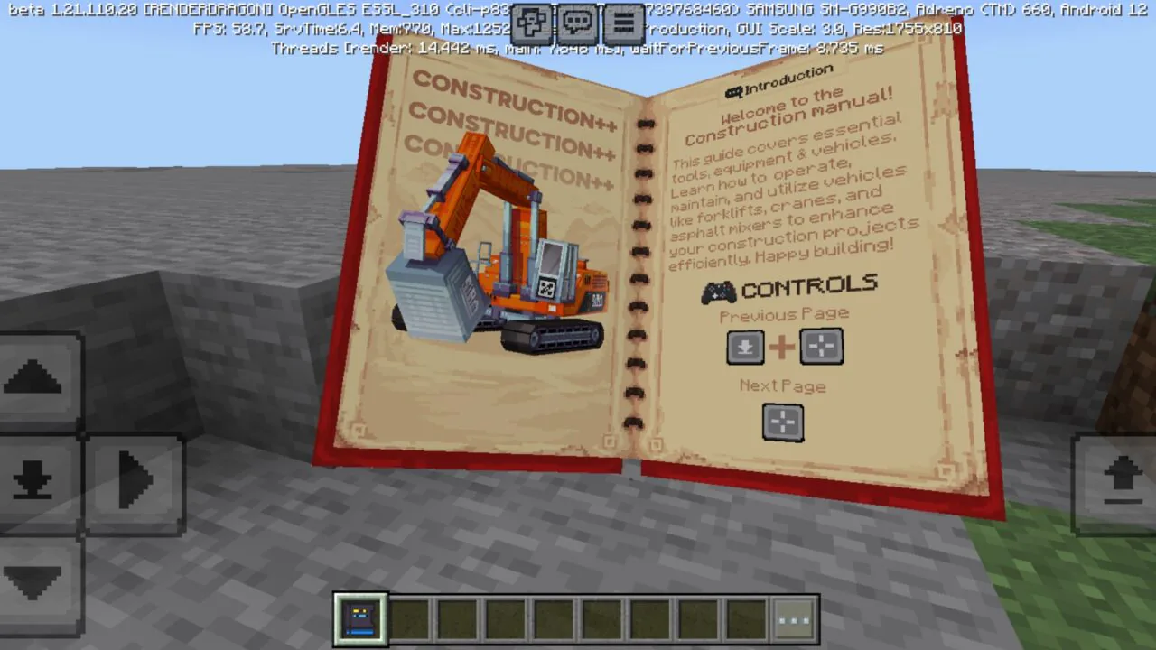 Book from Construction Mod for Minecraft PE