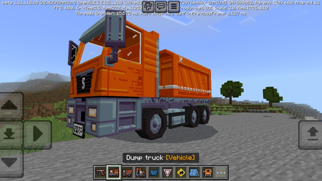 Dump Truck from Construction Mod for Minecraft PE