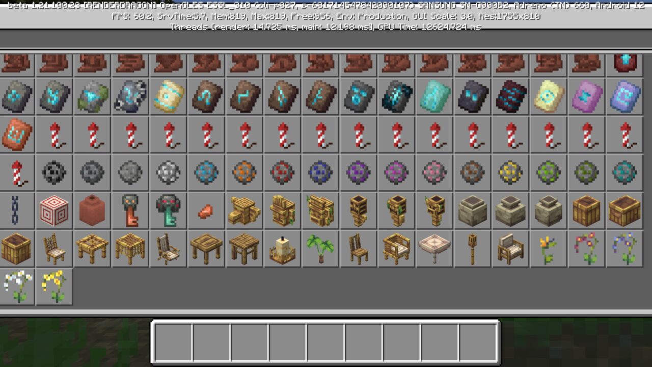 Items from Beachside Furniture Mod for Minecraft PE